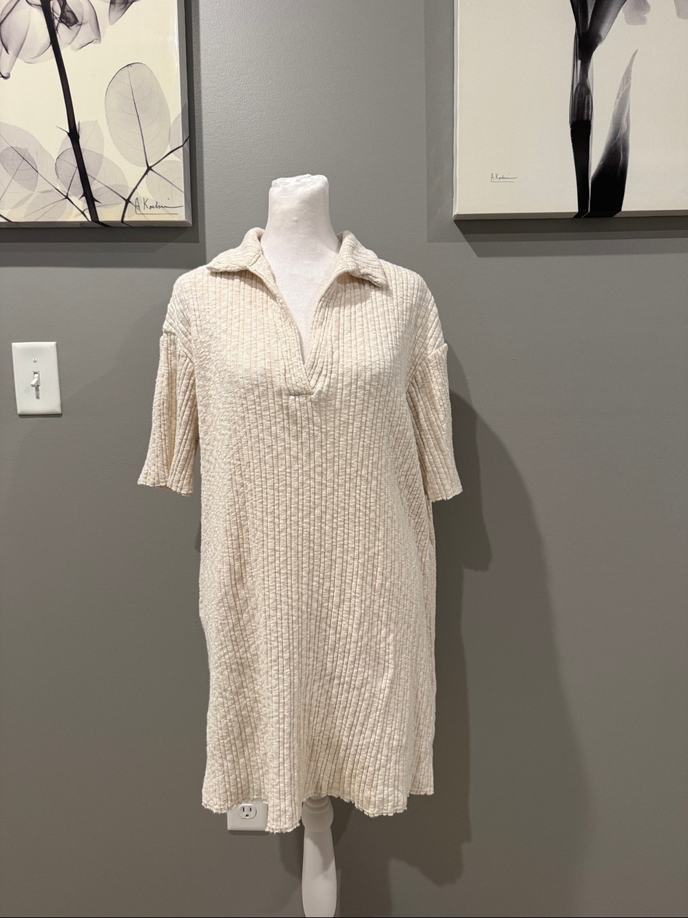 H&M Oversized Textured Polo Dress - Size L